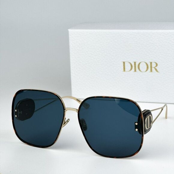 NEW Dior DIORBOBBY S1U B5B0 Gold Blue Metal Women Geometric Oversized Sunglasses - Picture 2 of 14